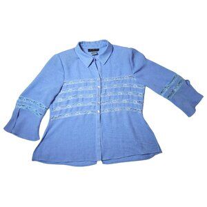 Women's Plaza Collection Periwinkle Blouse Jacket Lace See Through 14 Dress Coat